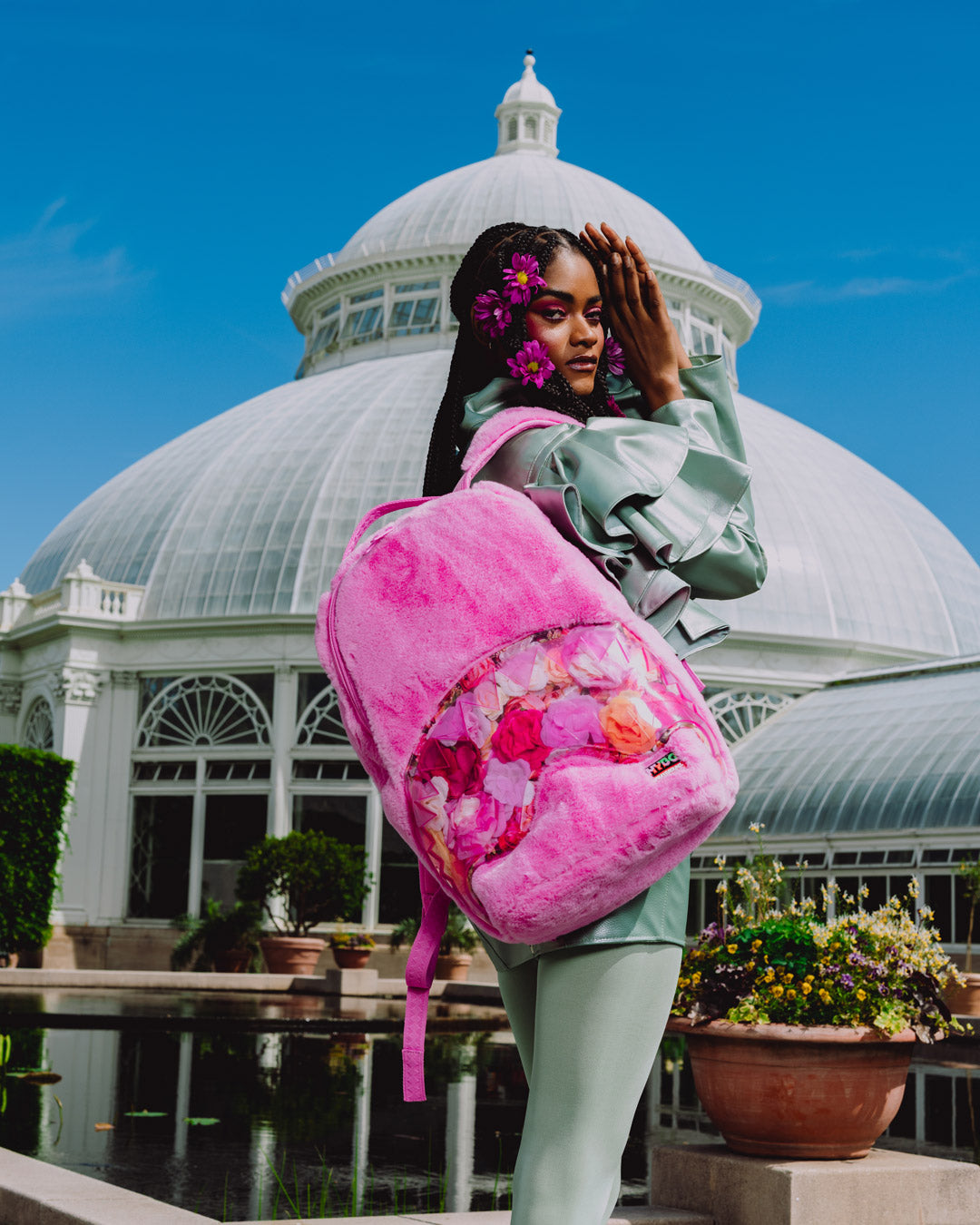 NEW YORK BOTANICAL GARDEN COLLAB - FLORAL FUR BACKPACK - Image 2